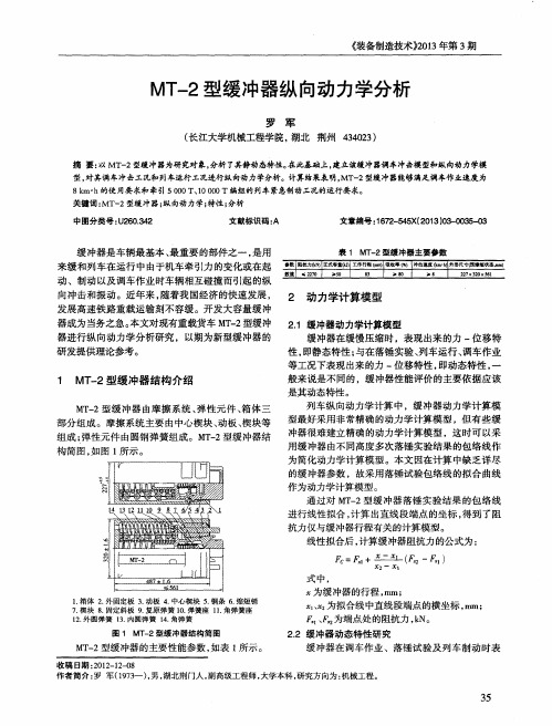 MT-2型缓冲器纵向动力学分析