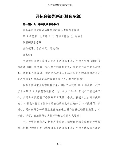 开标会领导发言(精选多篇)