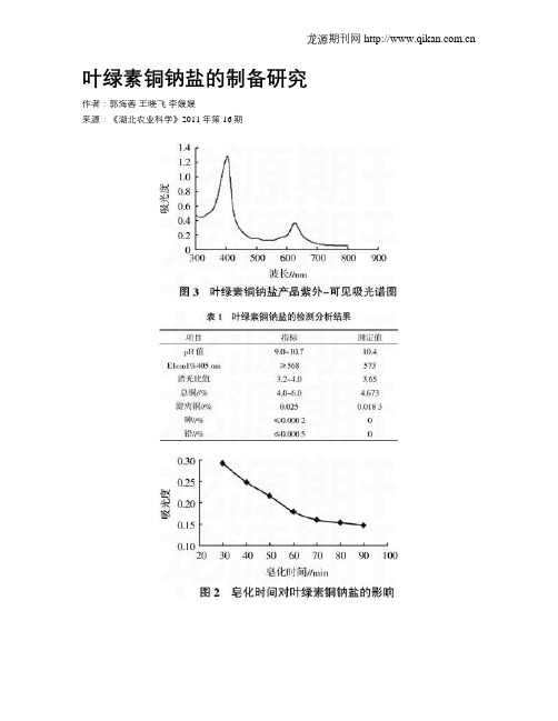 叶绿素铜钠盐的制备研究