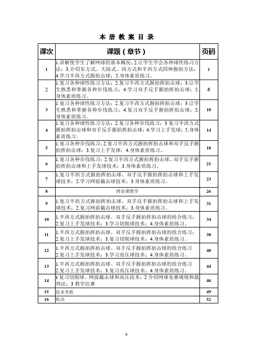 大学体育网球教案 (32学时)