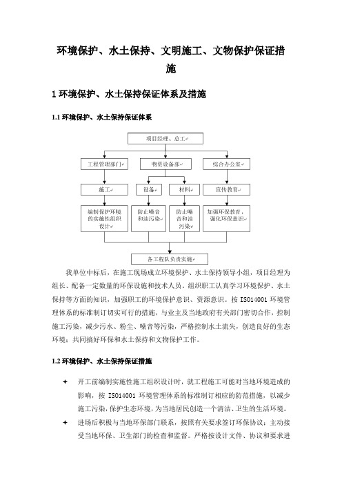 环境保护、水土保持、文明施工、文物保护保证措施