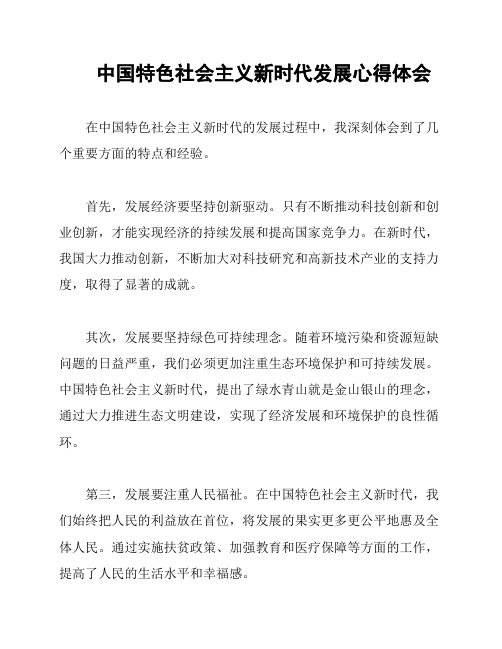 中国特色社会主义新时代发展心得体会