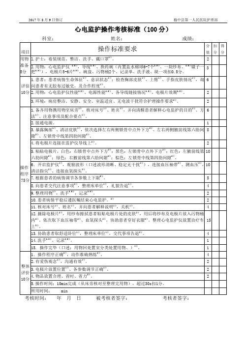 心电监护技术操作标准