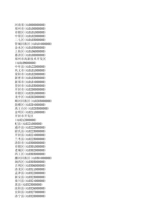 河南省行政区划代码