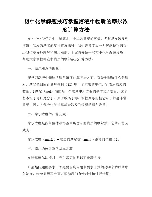 初中化学解题技巧掌握溶液中物质的摩尔浓度计算方法