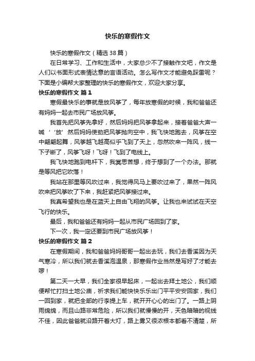 快乐的寒假作文（精选38篇）