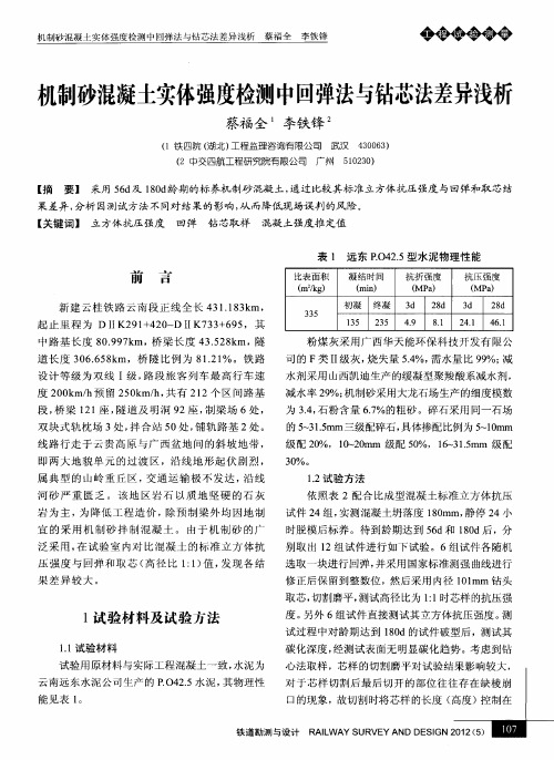 机制砂混凝土实体强度检测中回弹法与钻芯法差异浅析