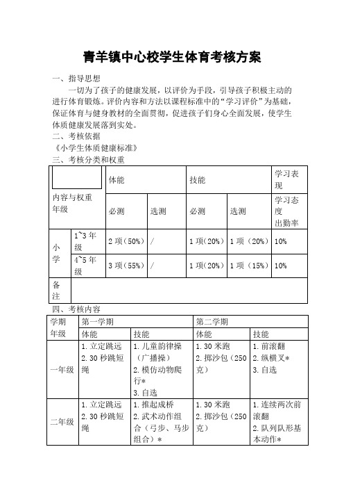 小学体育考核方案(1)