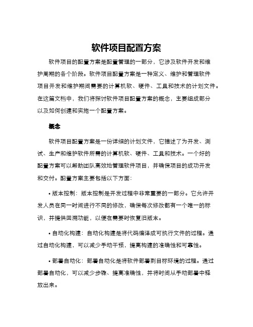 软件项目配置方案