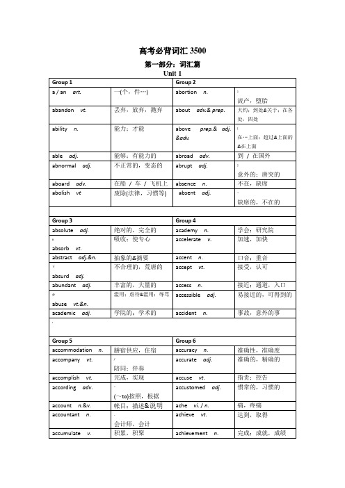 高考英语必背词汇3500