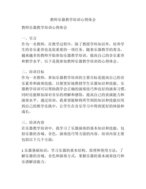 教师乐器教学培训心得体会