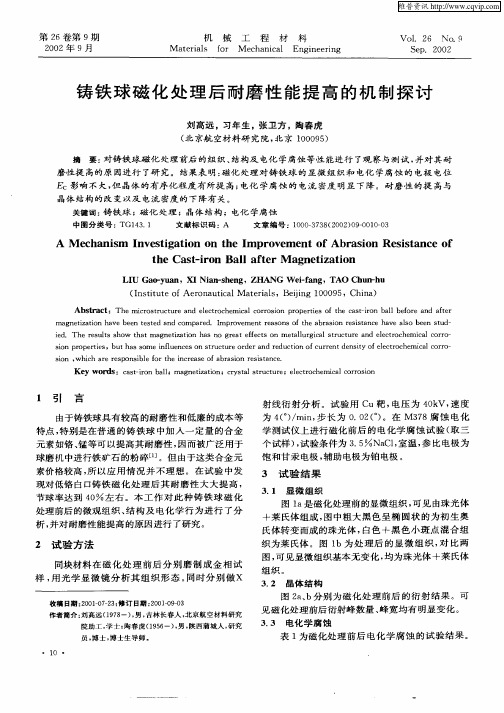 铸铁球磁化处理后耐磨性能提高的机制探讨