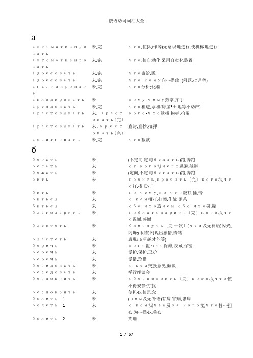 俄语动词词汇大全