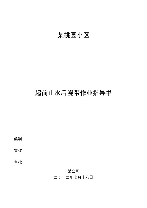 地下工程后浇带超前止水构造施工工法