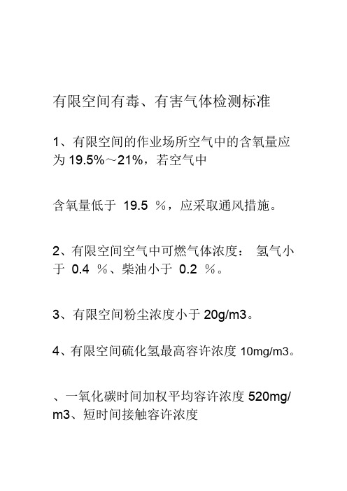 有限空间有毒有害气体检测标准