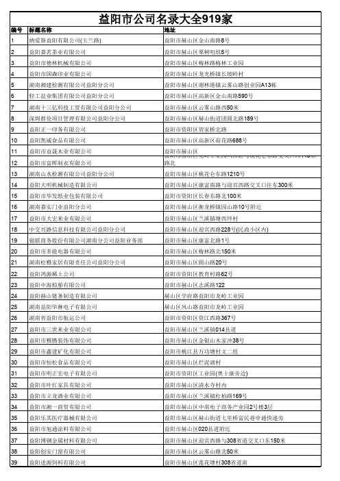 益阳市公司名录大全919家