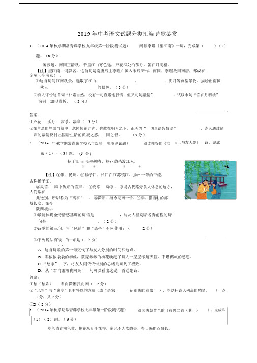 2019年中考语文试题分类汇编诗歌鉴赏.docx