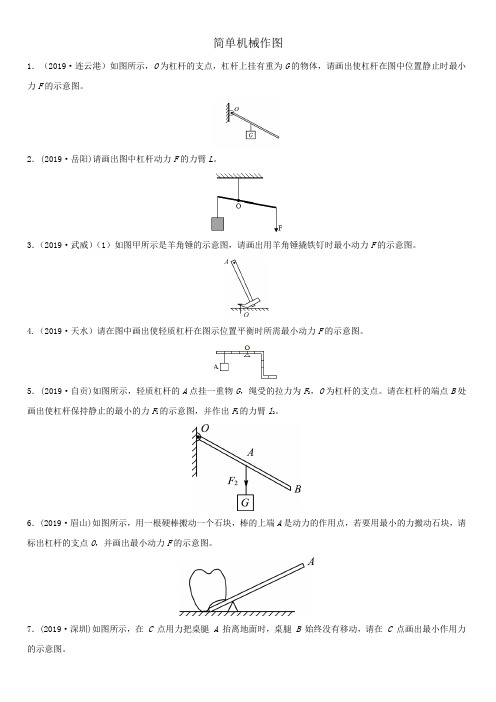 2020年中考物理专题小测：简单机械作图