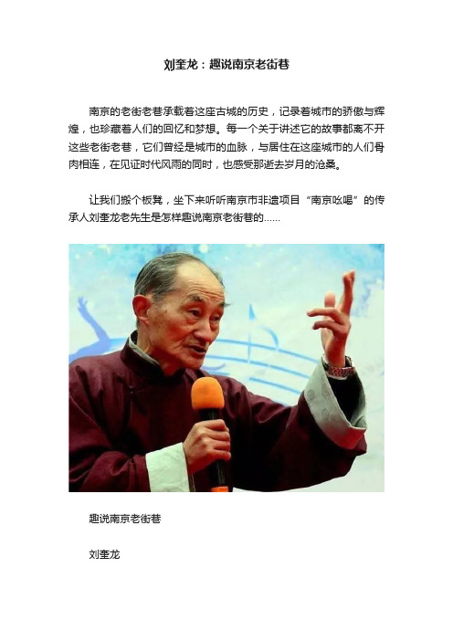 刘奎龙：趣说南京老街巷