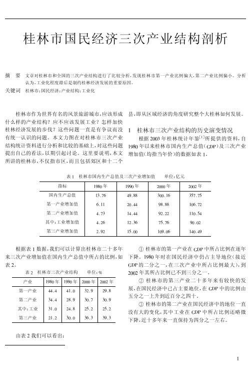 桂林市国民经济三次产业结构剖析