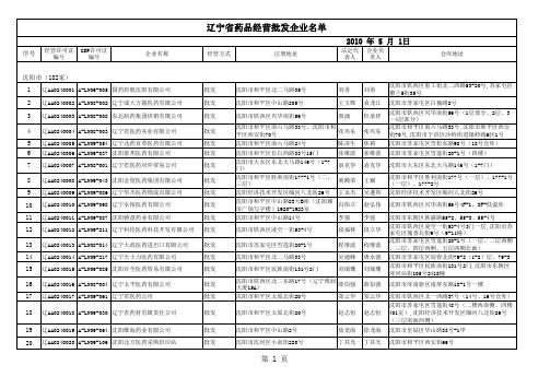 辽宁省药品经营批发企业名单(最新)