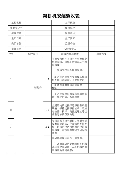 架桥机安装验收表