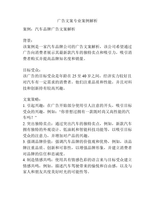 广告文案专业案例解析