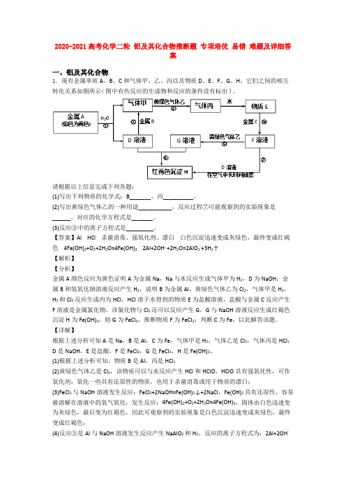 2020-2021高考化学二轮 铝及其化合物推断题 专项培优 易错 难题及详细答案