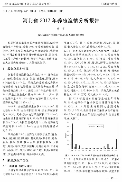 河北省2017年养殖渔情分析报告