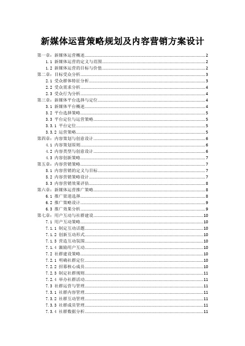 新媒体运营策略规划及内容营销方案设计