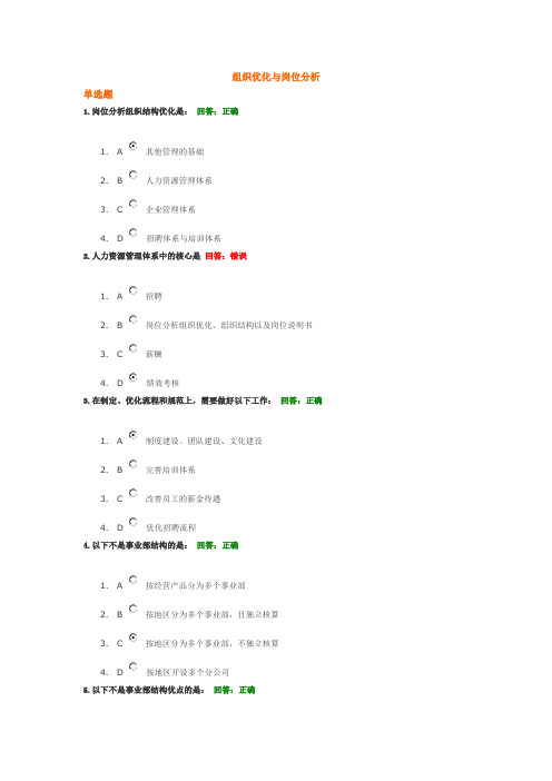 组织优化与岗位分析试卷及讲义