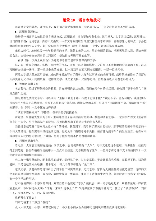 河北中考语文 附录10 语言表达技巧