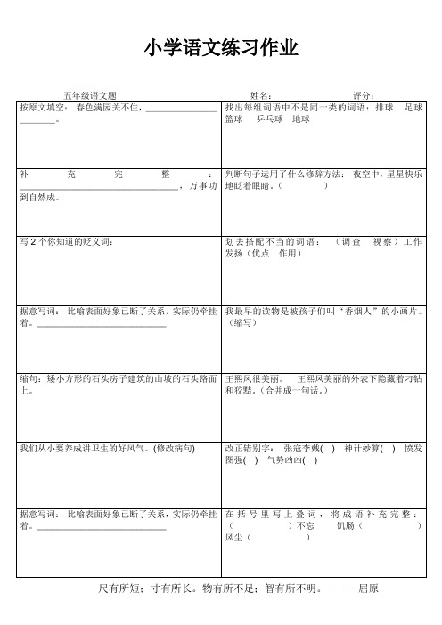 小学语文练习作39