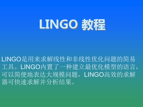 lingo教程——lingo教程资料文档