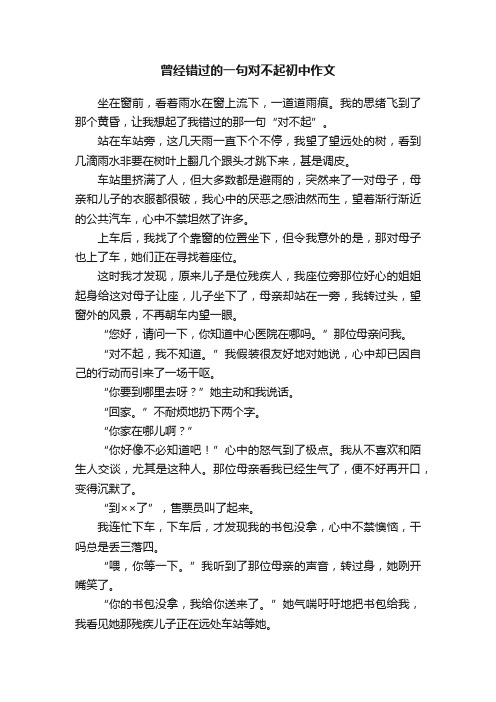 曾经错过的一句对不起初中作文