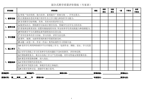 混合式教学质量评价指标(专家表)