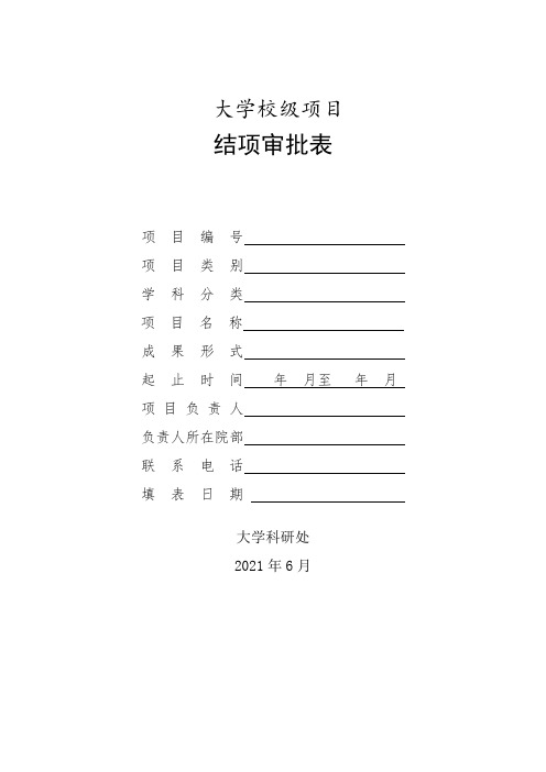 大学校级项目结项审批表