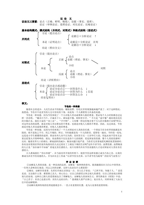 议论文格式、范文