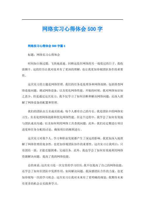 网络实习心得体会500字