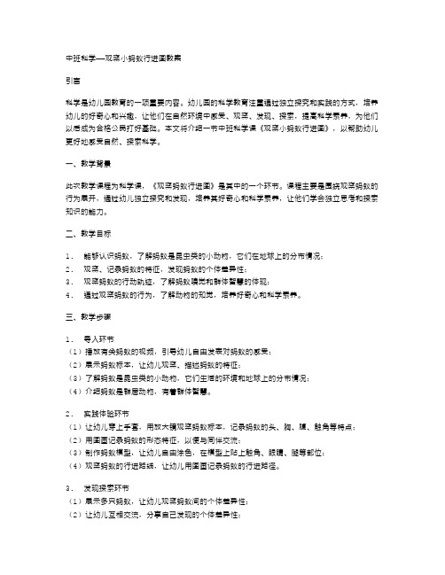 中班科学——观察小蚂蚁行进图教案