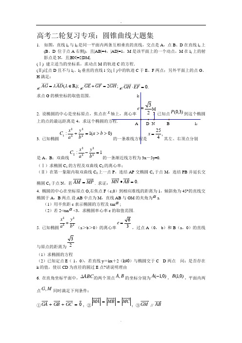 全国卷高考数学圆锥曲线大题集大全