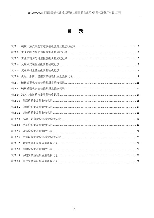 SY4209-2008《石油天然气建设工程施工质量验收规范-天然气净化厂建设工程》