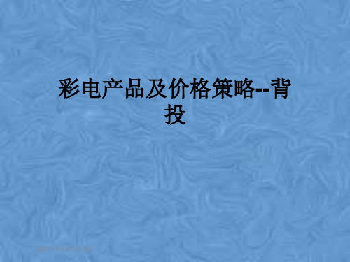 彩电产品及价格策略--背投