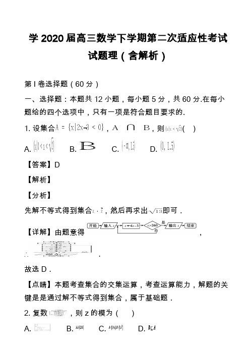 学2020届高三数学下学期第二次适应性考试试题理(含解析)