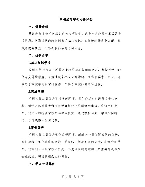 审核技巧培训心得体会（2篇）