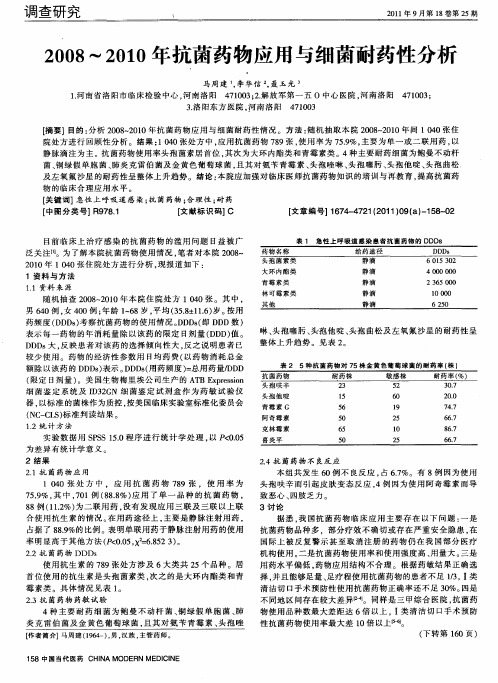 2008~2010年抗菌药物应用与细菌耐药性分析