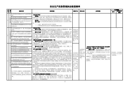 安全生产应急管理执法检查清单