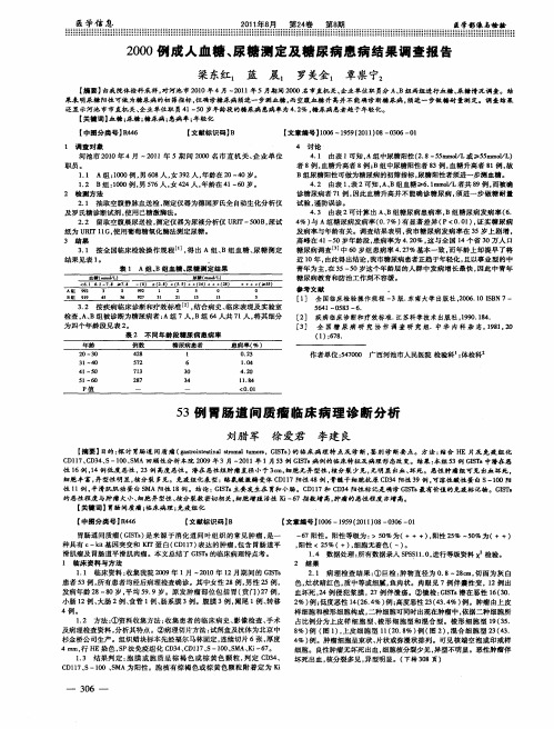 53例胃肠道间质瘤临床病理诊断分析