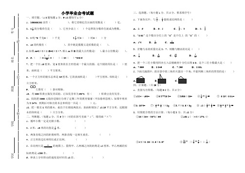 2005年小学毕业会考试题