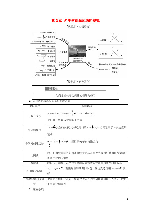 _新教材高中物理第2章匀变速直线运动的规律章末综合提升学案教科版必修第一册